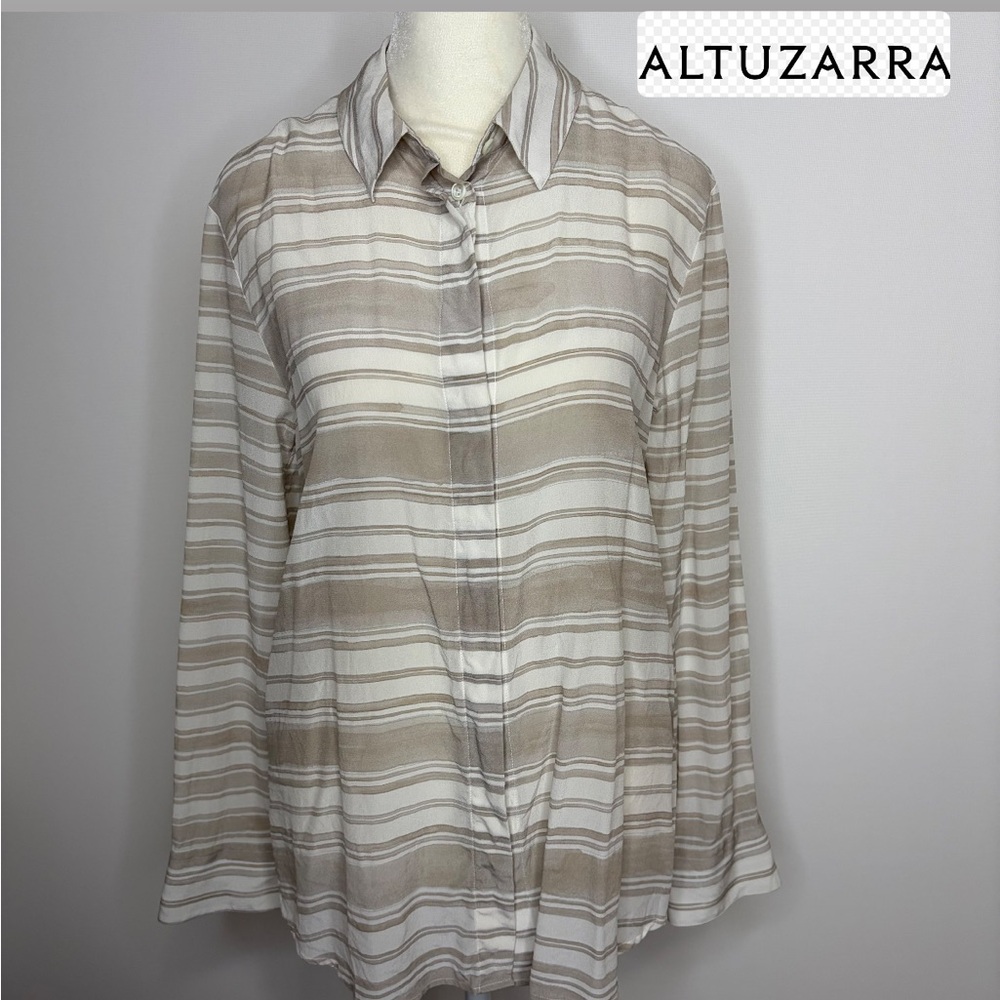 Altuzarra Beige and White Striped Silk Shirt